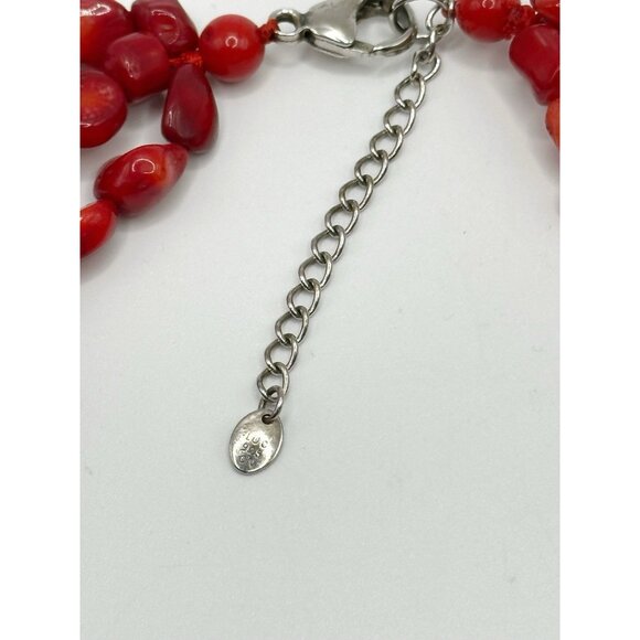 Lucas Lameth LUC Red Coral Necklace Sterling Silver 925 Multi-Strand 18-20” - Picture 2 of 3